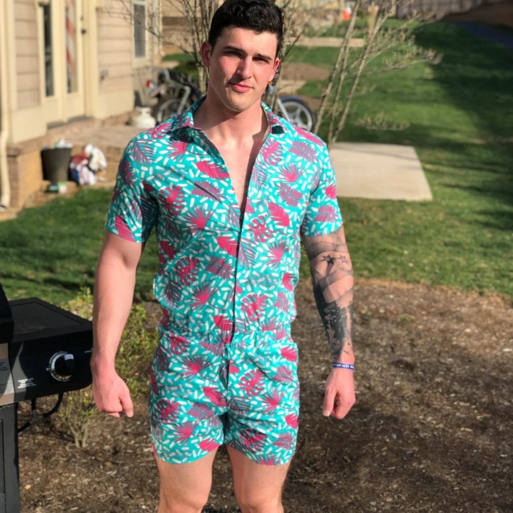 Zesties Male Romper - The Fronds, Size Large